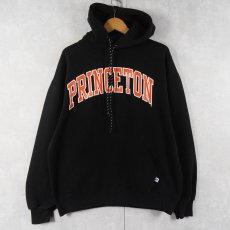 画像1: 90's RUSSELL ATHLETIC USA製 "PRINCETON" プリントスウェットフーディー BLACK L (1)