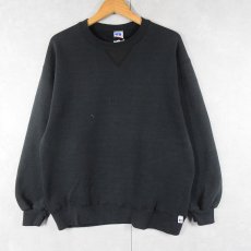 画像1: 90's RUSSELL ATHLETIC USA製 前V スウェット BLACK L (1)