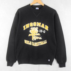 画像1: 90's RUSSELL ATHLETIC USA製 "INGOMAR GIRLS BASKETBALL" 前V プリントスウェット BLACK M (1)