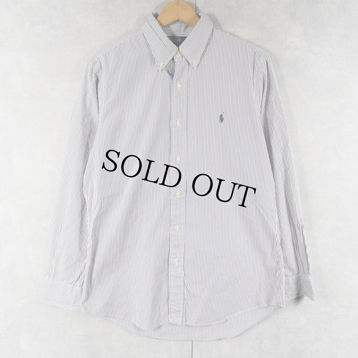 画像1: POLO Ralph Lauren "CUSTOM FIT DRESS SHIRT" ストライプ柄 コットンボタンダウンシャツ SIZE15/38 (1)