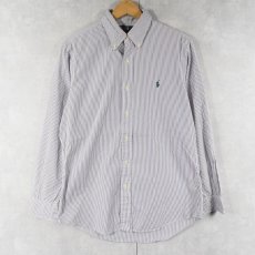 画像1: POLO Ralph Lauren "CUSTOM FIT DRESS SHIRT" ストライプ柄 コットンボタンダウンシャツ SIZE15/38 (1)