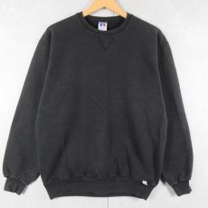 画像1: 90's RUSSELL ATHLETIC USA製 前V 無地ウェット BLACK L (1)