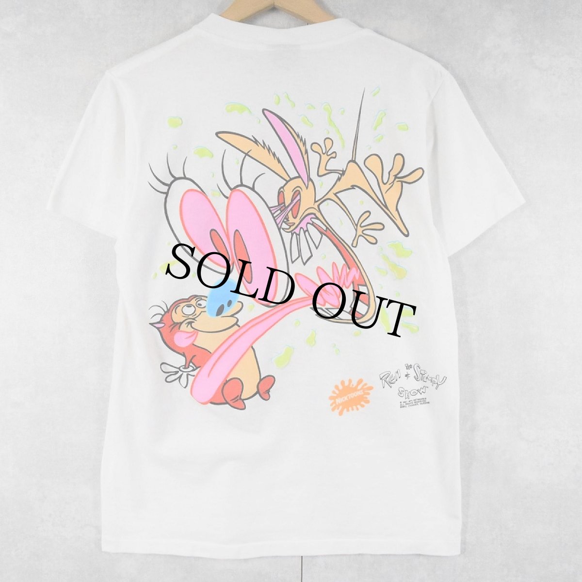 画像2: 90's The Ren and Stimpy Show USA製 ニコロデオン キャラクタープリントTシャツ M (2)