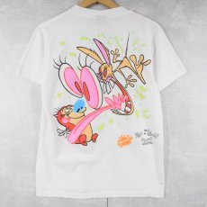 画像2: 90's The Ren and Stimpy Show USA製 ニコロデオン キャラクタープリントTシャツ M (2)