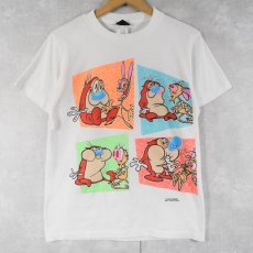 画像1: 90's The Ren and Stimpy Show USA製 ニコロデオン キャラクタープリントTシャツ M (1)