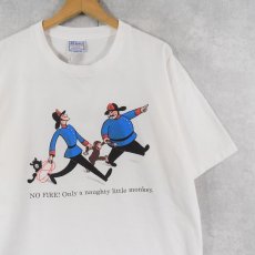 画像1: 90's Curious George "NO FIRE! Only a naughty..." キャラクタープリントTシャツ XL (1)