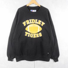 画像1: 90's RUSSELL ATHLETIC USA製 HIGH COTTON "FRIDLEY TIGERS" 前V プリントスウェット BLACK XXL (1)