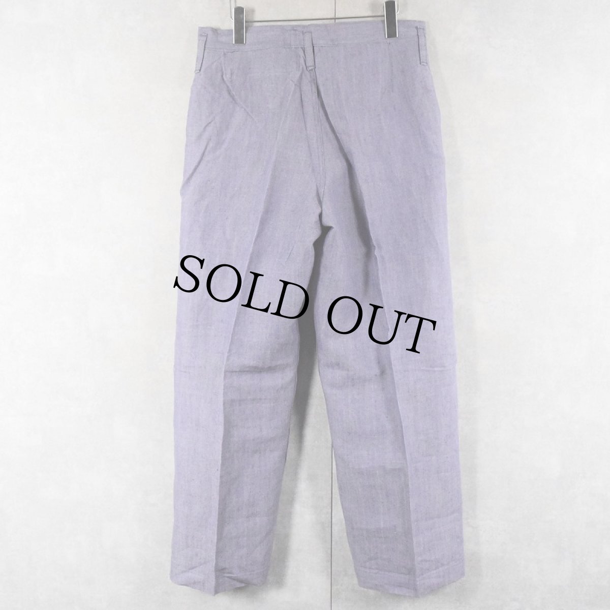 画像2: 50〜60's FRENCH MILITARY リネンセーラーパンツ "NAVY blue" パッチ付き DEADSTOCK【W32 L31】 (2)