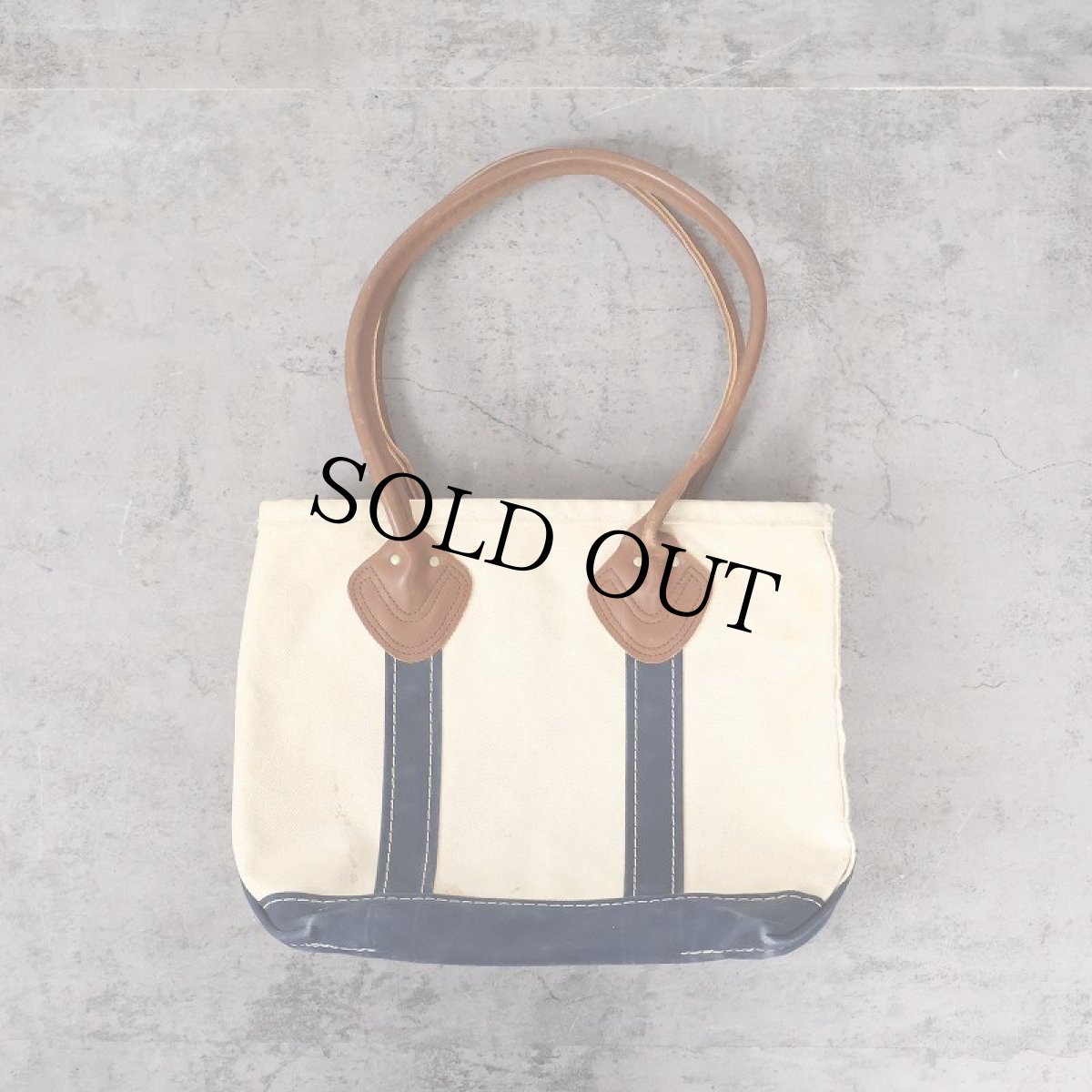 画像1: 80's L.L.Bean USA製 "BOAT AND TOTE" レザーハンドル ジップトップ キャンバストートバッグ SMALL (1)