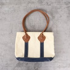 画像1: 80's L.L.Bean USA製 "BOAT AND TOTE" レザーハンドル ジップトップ キャンバストートバッグ SMALL (1)
