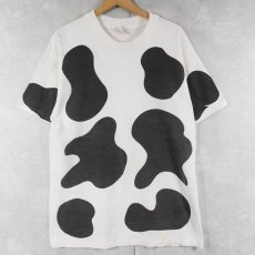 画像1: 90's USA製 牛柄 プリントTシャツ L (1)