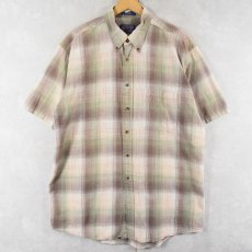 画像1: PENDLETON オンブレーチェック柄 コットンボタンダウンシャツ L (1)