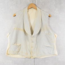 画像1: 30〜40's 柄織  針刺しシンチバック ショールカラーベスト (1)