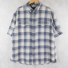 画像1: PENDLETON "MALONE" チェック柄 リネンシャツ L (1)