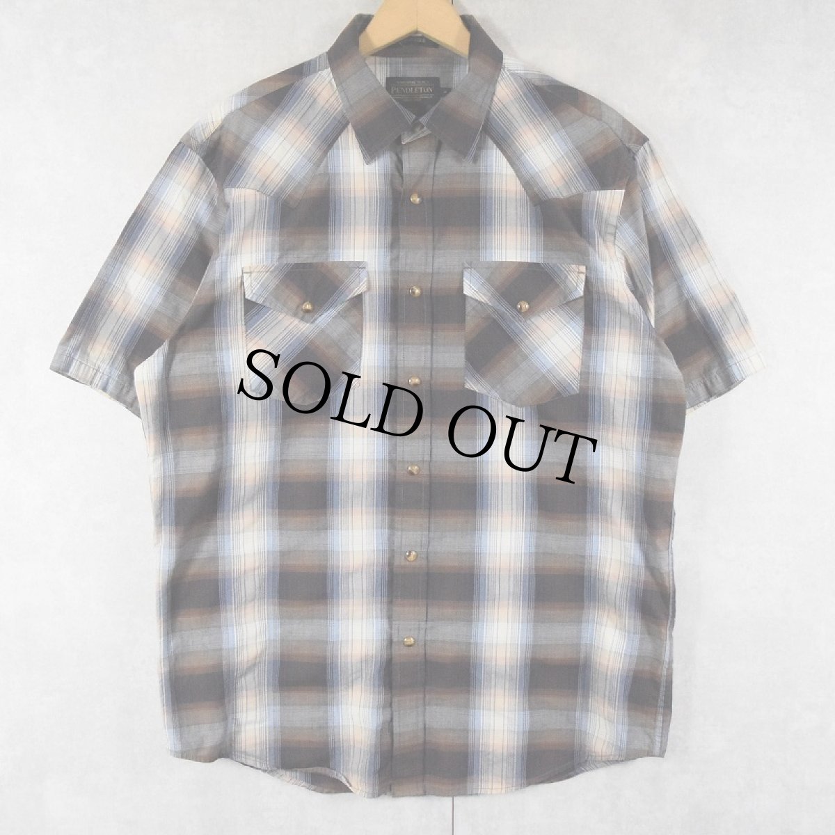 画像1: PENDLETON "FRONTIER" オンブレーチェック柄 ウエスタンシャツ M (1)