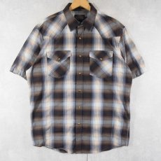 画像1: PENDLETON "FRONTIER" オンブレーチェック柄 ウエスタンシャツ M (1)