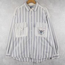 画像1: 90's BUGLE BOY ストライプ柄 コットンシャツ XL (1)