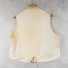 画像2: 30〜40's 柄織  針刺しシンチバック ショールカラーベスト (2)