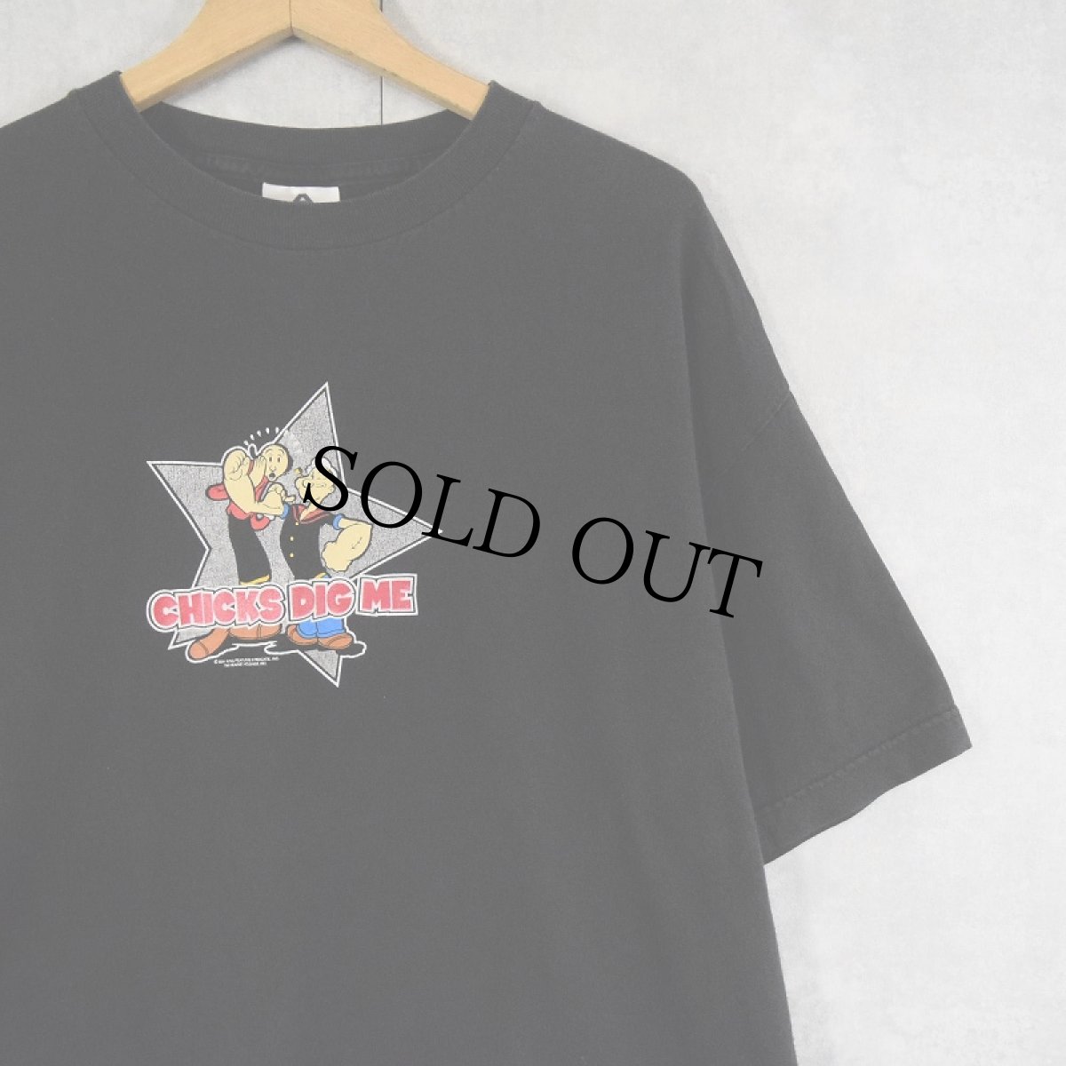 画像1: 2000's POPEYE キャラクタープリントTシャツ BLACK XL (1)
