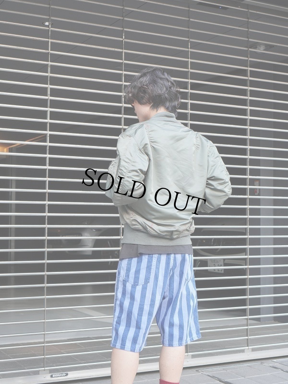 画像2: 90's Wrangler USA製 ストライプ柄 デニムショーツ W34 (2)