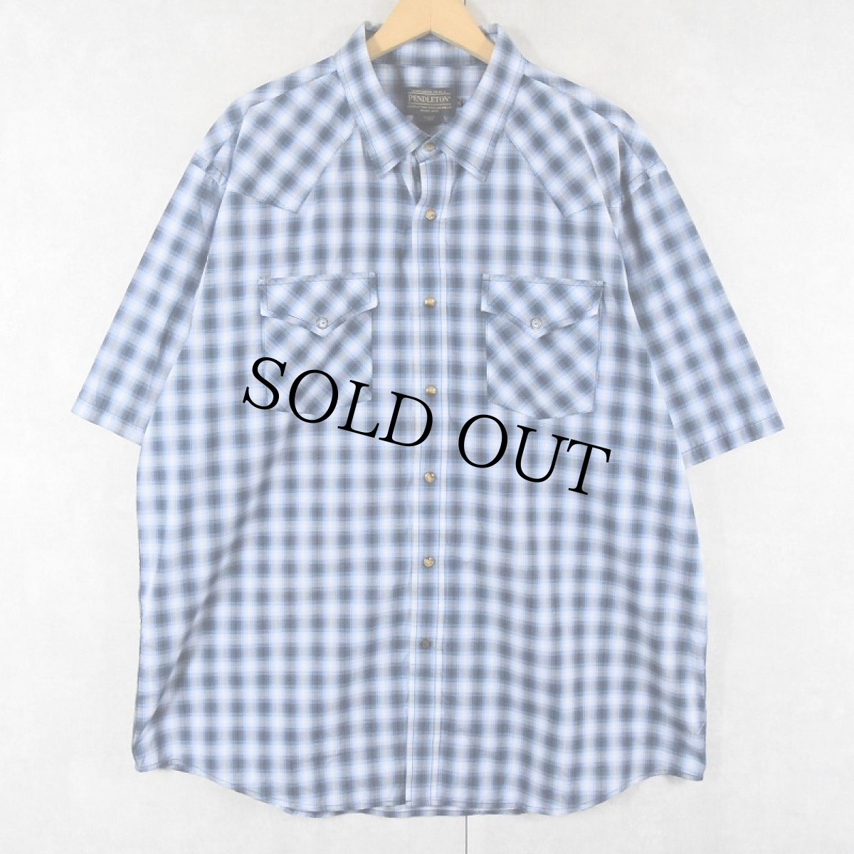 画像1: PENDLETON オンブレーチェック柄 ウエスタンシャツ XL (1)