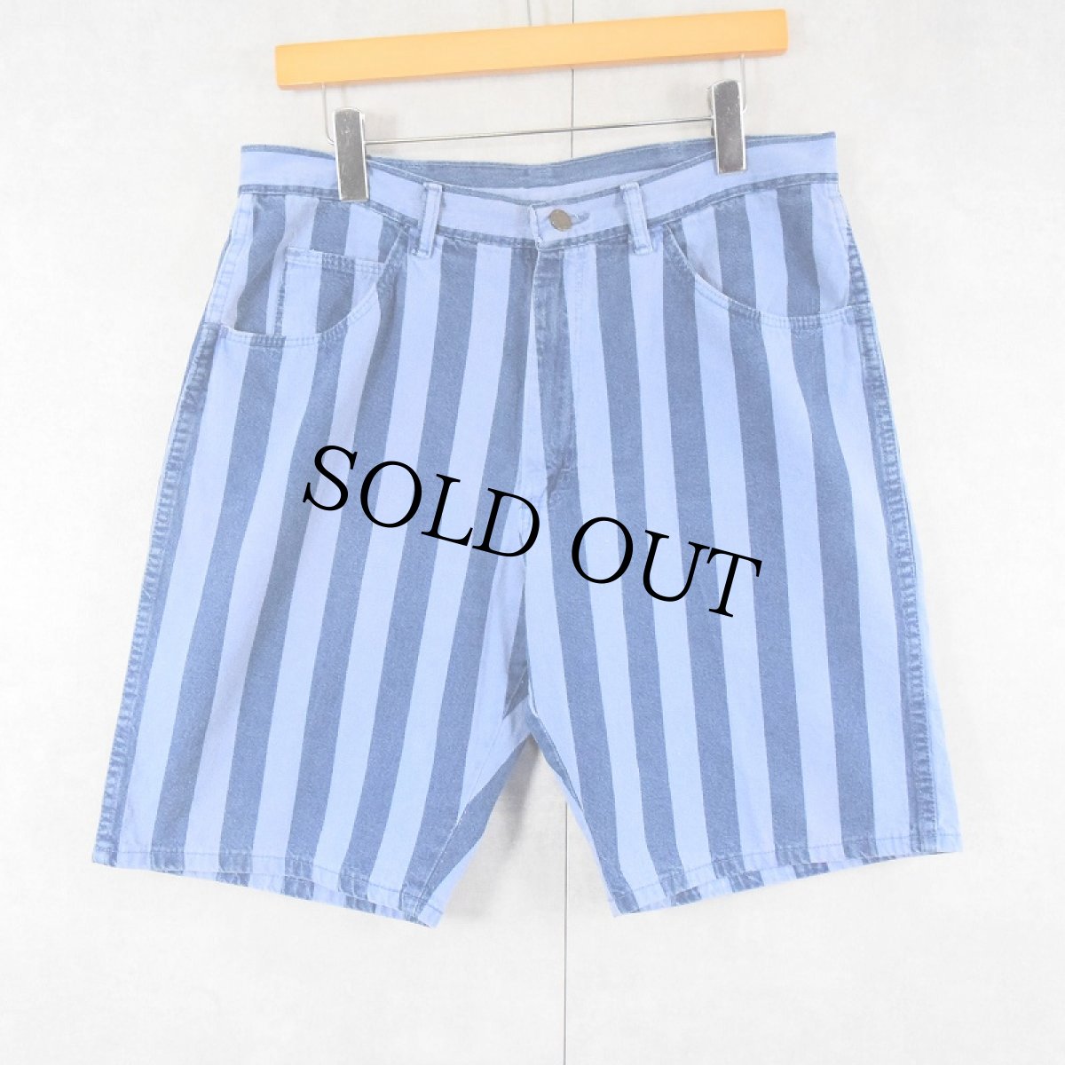 画像3: 90's Wrangler USA製 ストライプ柄 デニムショーツ W34 (3)