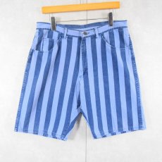 画像3: 90's Wrangler USA製 ストライプ柄 デニムショーツ W34 (3)