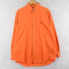 画像1: Ralph Lauren "BLAKE" ロゴ刺繍 コットンボタンダウンシャツ M (1)
