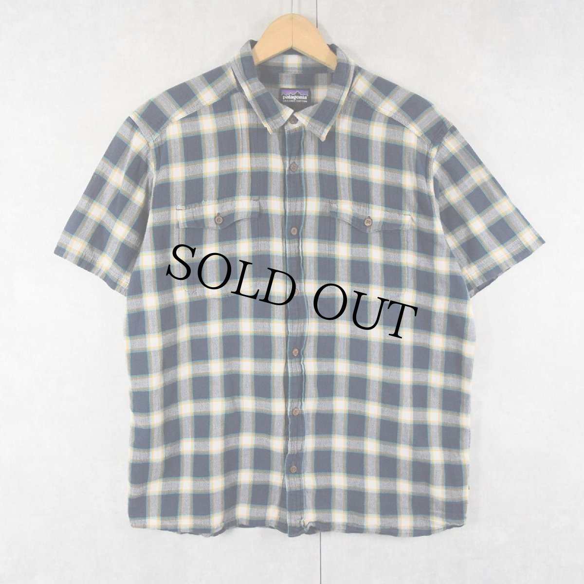 画像1: 2017SS Patagonia "ORGANIC COTTON" チェック柄 コットンシャツ L (1)