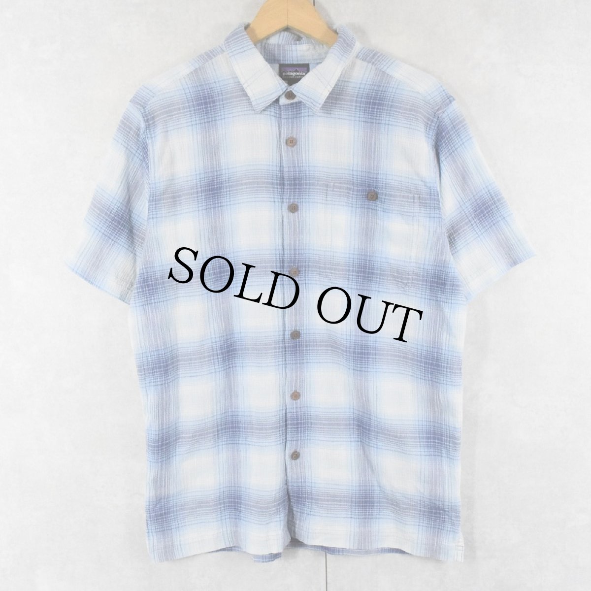 画像1: 2018SS Patagonia "ORGANIC COTTON" オンブレーチェック柄 ちりめんシャツ M (1)