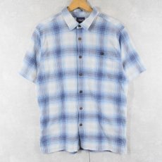 画像1: 2018SS Patagonia "ORGANIC COTTON" オンブレーチェック柄 ちりめんシャツ M (1)