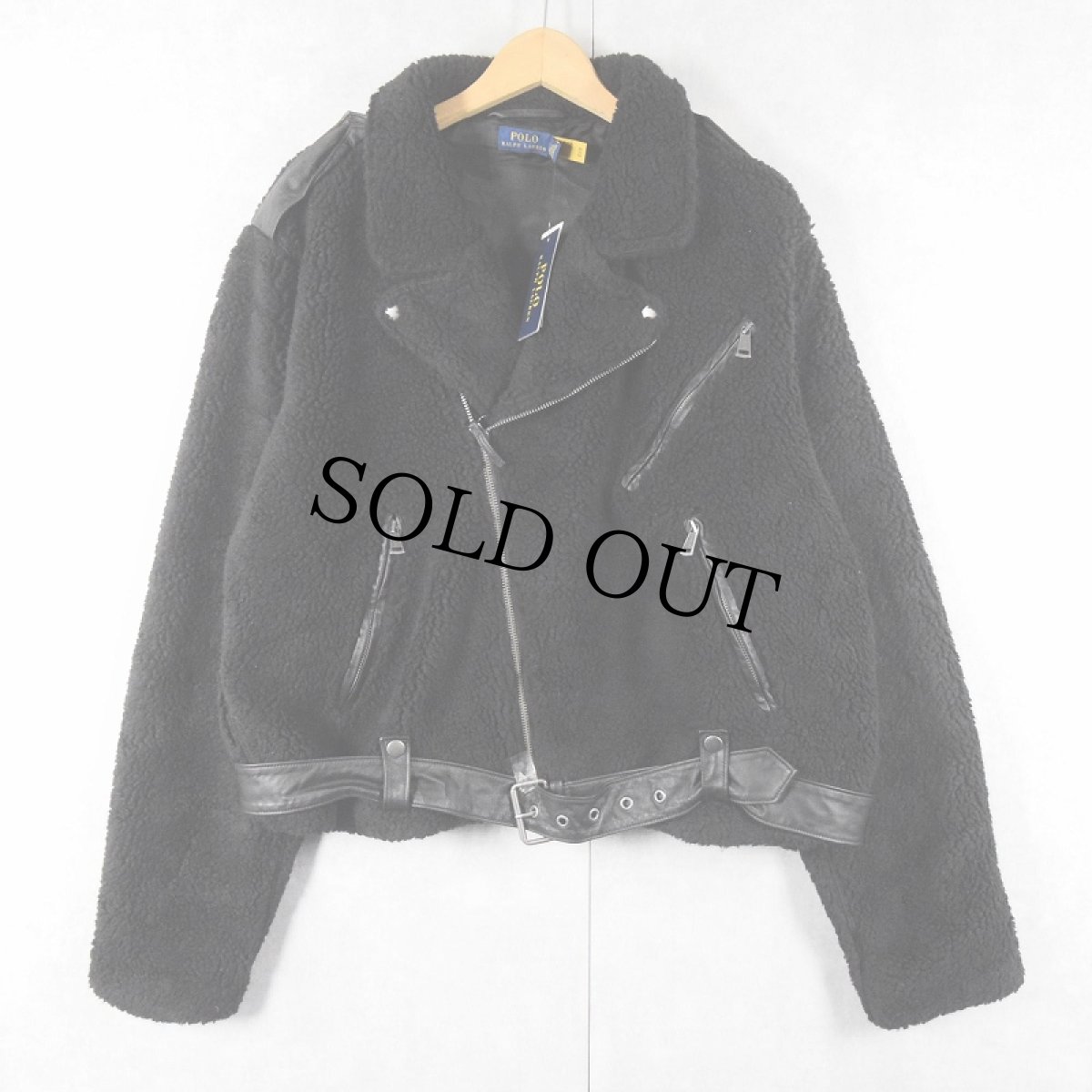 画像1: POLO Ralph Lauren "Double Riders Type" ボアライダースジャケット BLACK XXL タグ付き未使用 (1)
