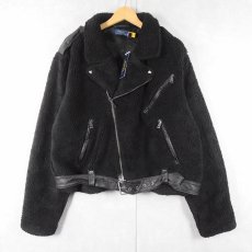 画像1: POLO Ralph Lauren "Double Riders Type" ボアライダースジャケット BLACK XXL タグ付き未使用 (1)