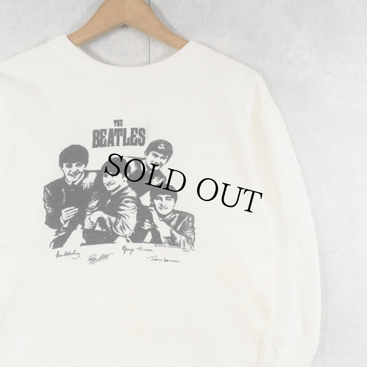画像1: 60's THE BEATLES ロックバンド 染み込みプリントスウェット (1)