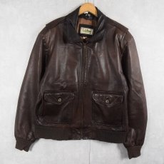 画像1: 80's L.L.Bean A-2 TYPE USA製 レザーフライトジャケット BROWN L (1)