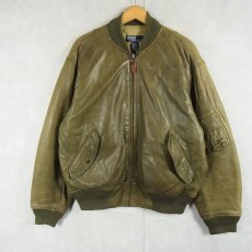 画像1: POLO Ralph Lauren "MA-1 TYPE" レザージャケット M (1)