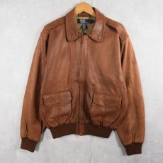 画像1: POLO Ralph Lauren "A-2 TYPE" レザーフライトジャケット M (1)