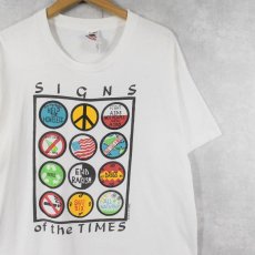 画像1: 90's USA製 "SIGNS of the TIMES" ピースマークプリントTシャツ XL (1)