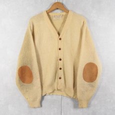 画像1: 60's TOWNE AND KING エルボーパッチ付き モヘアニットカーディガン size44 (1)