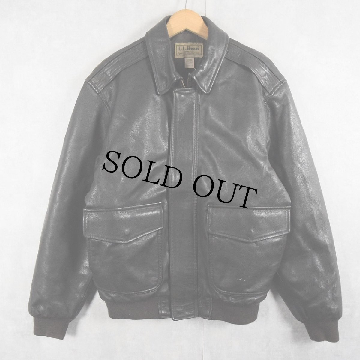 画像1: 90's L.L.Bean A-2 TYPE USA製 レザーフライトジャケット BLACK M (1)
