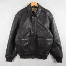 画像1: 90's L.L.Bean A-2 TYPE USA製 レザーフライトジャケット BLACK M (1)