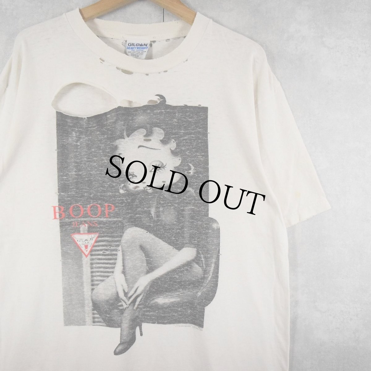 画像1: 90〜2000's Betty Boop "BOOP JEANS" キャラクターパロディプリントTシャツ L (1)