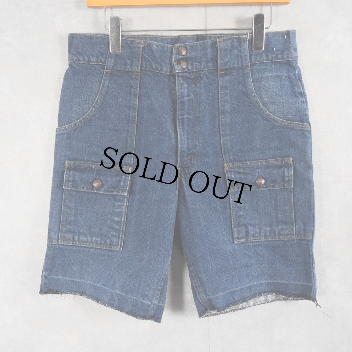 画像1: 70's Levi's 22276 0216 カットオフ デニムブッシュパンツ W33 (1)
