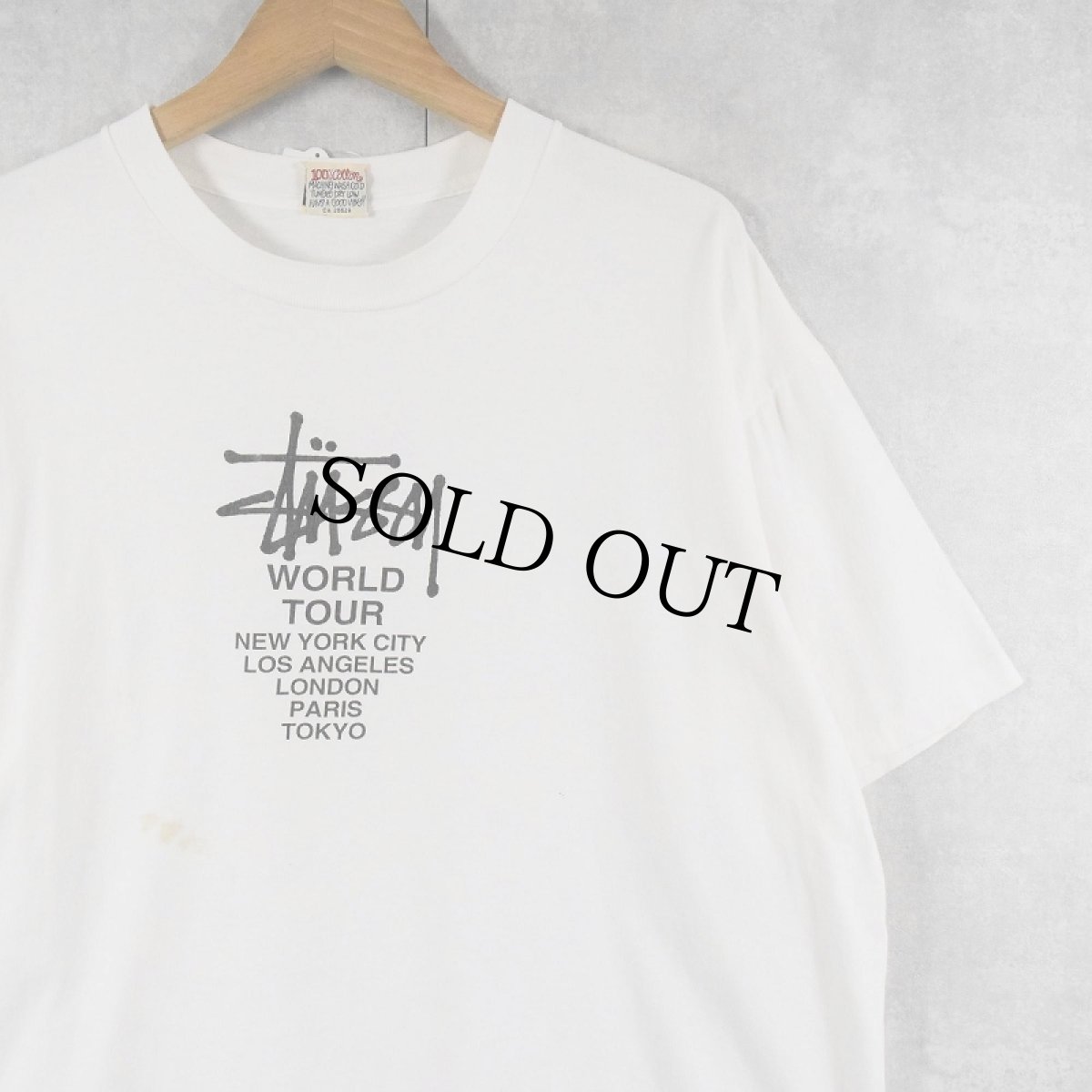 画像1: 90's STUSSY USA製 白タグ プリントTシャツ XL (1)