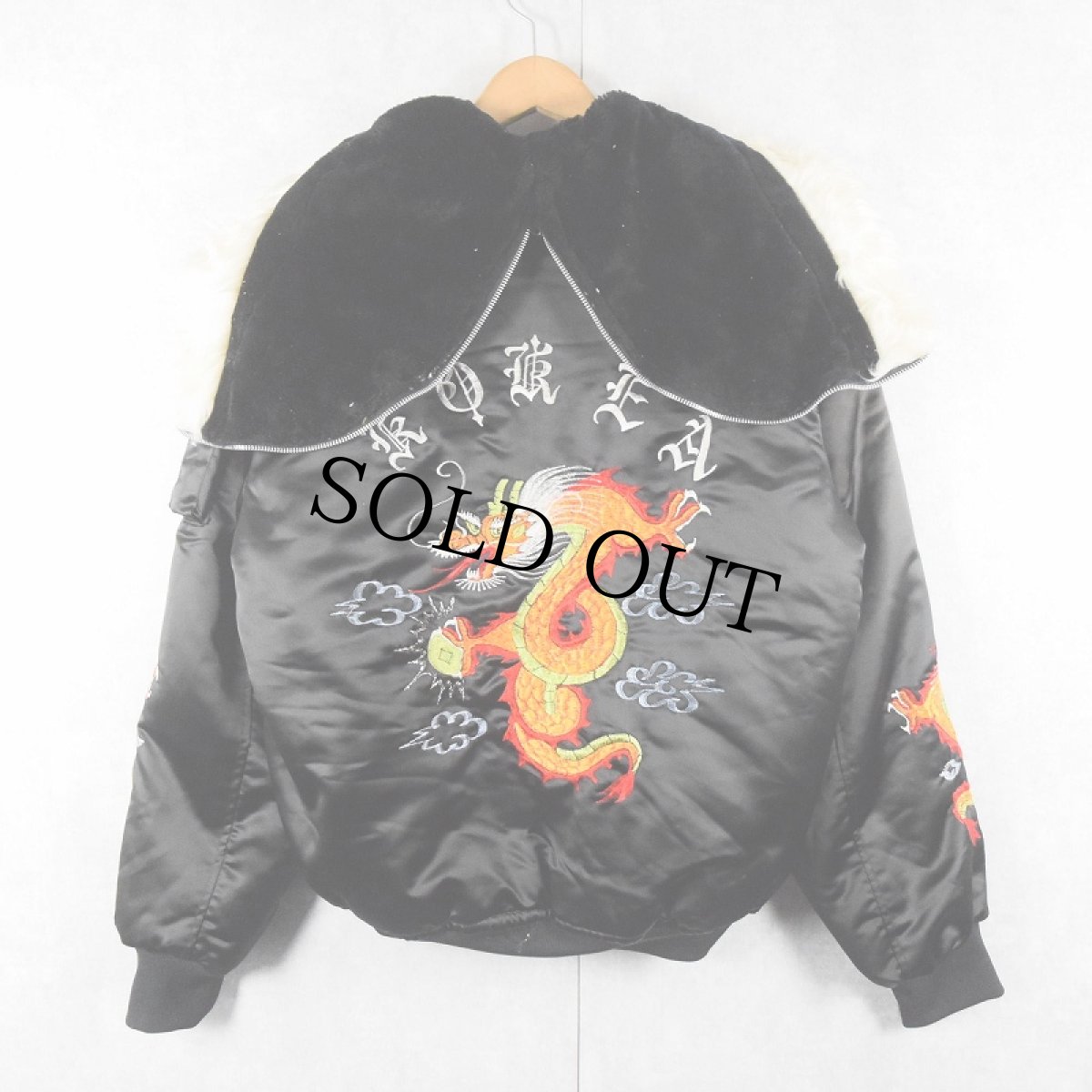 画像1: 90's "KOREA" ラビットフード スーベニアジャケット BLACK (1)