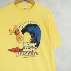 画像1: 70's crazy shirts HAWAII "BODY SURF HAWAII" サーフプリントTシャツ L (1)