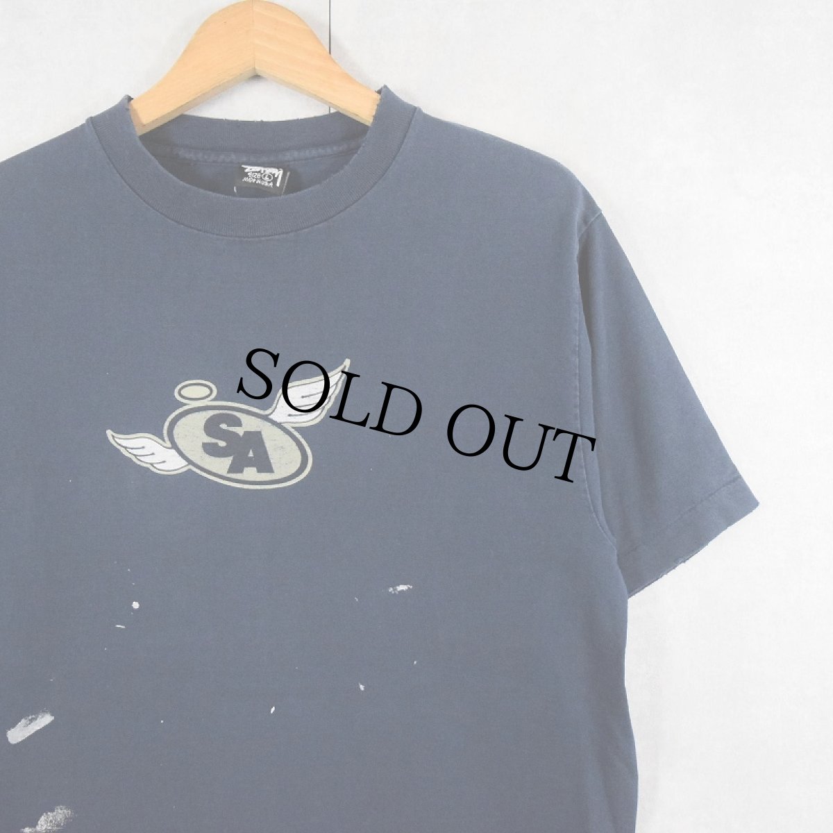 画像1: 80's STUSSY 黒タグ USA製 "Stussy’s ANGELS" プリントTシャツ NAVY L (1)