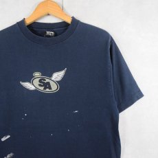 画像1: 80's STUSSY 黒タグ USA製 "Stussy’s ANGELS" プリントTシャツ NAVY L (1)