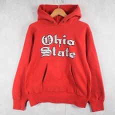 画像1: 80's Champion REVERSE WEAVE トリコタグ USA製 "Ohio State" プリントスウェットフーディー M (1)