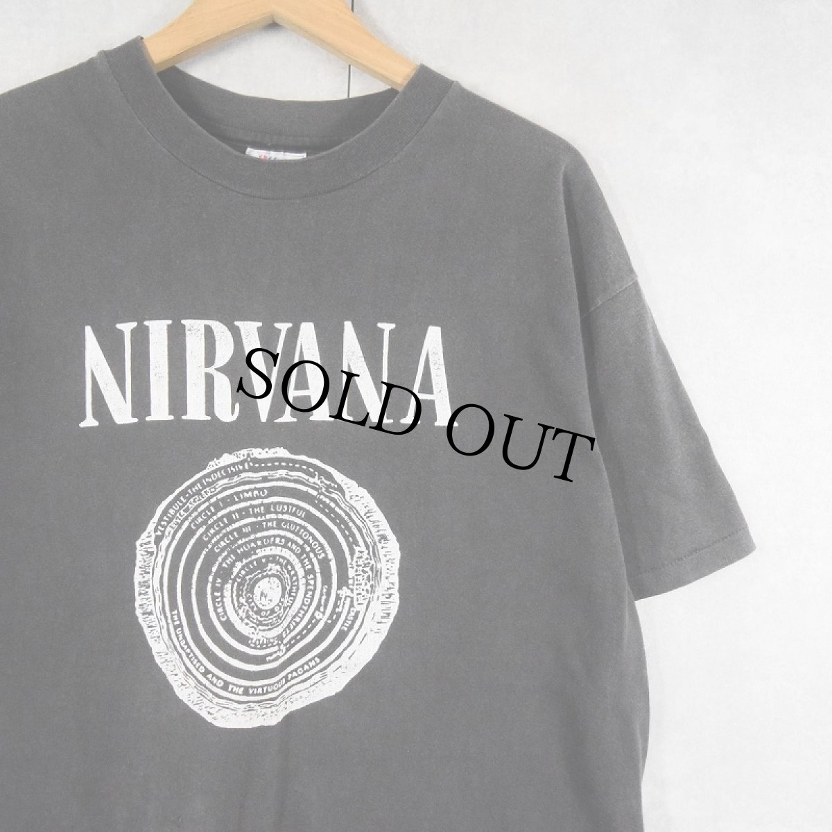 画像1: 90's NIRVANA USA製 "VESTIBULE" ロックバンドプリントTシャツ BLACK XL (1)